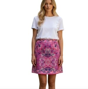 ANTONIO MELANI Pink Paisley Midi Skirt